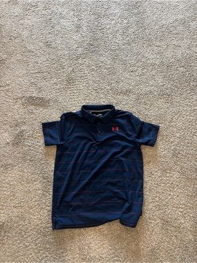 Under Armour Boys' Navy Polo Performance Shirt with Red Accent